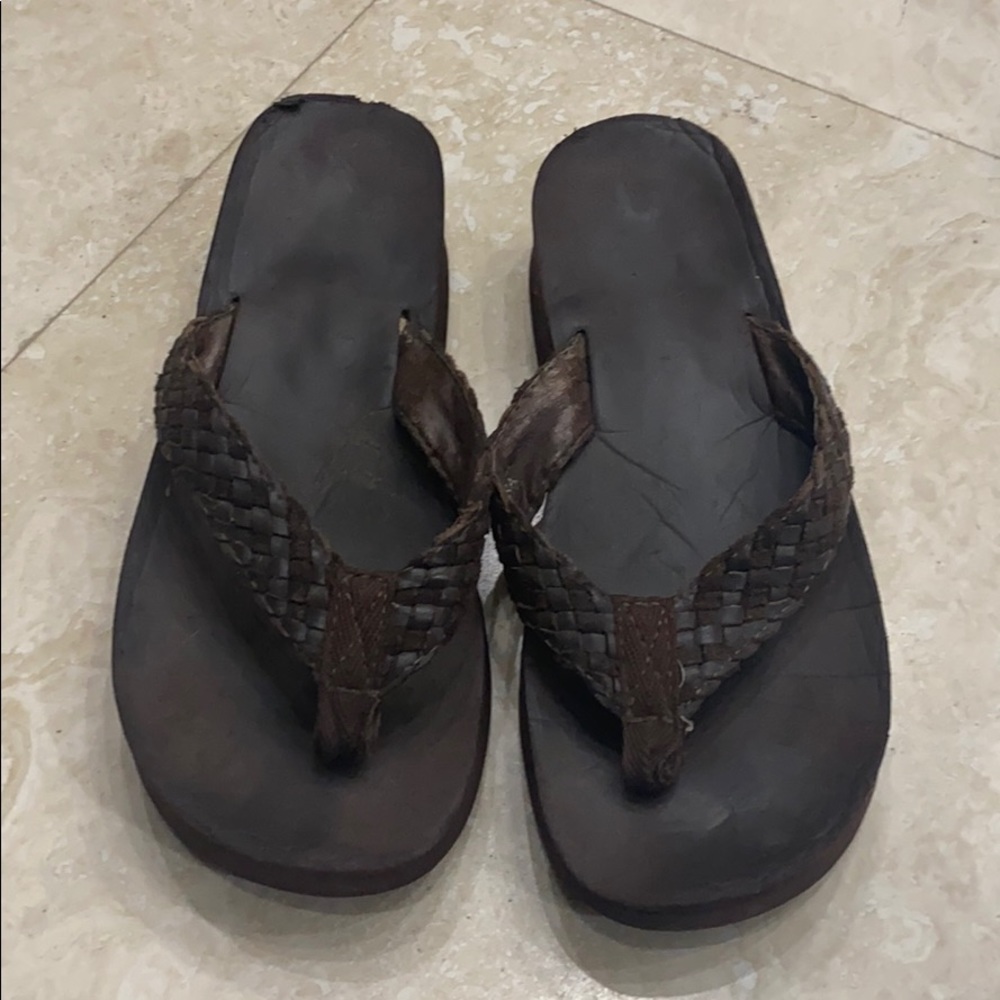 Brown Braided Flip Flops